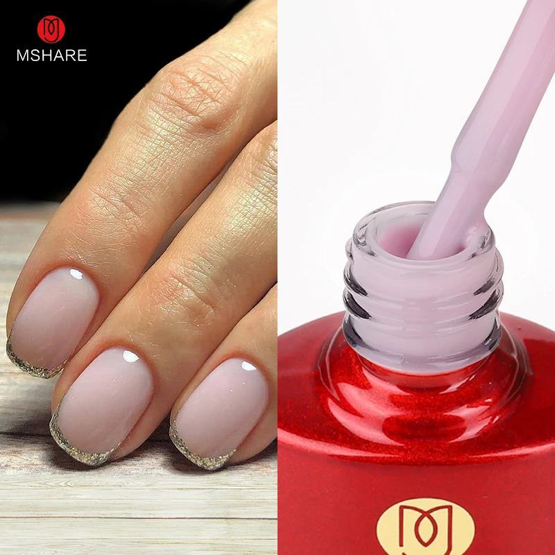 MSHARE Milky Rose Rubber Gel Camouflage for Nails Base Nail Gel Color Coat 10ml UV LED Gel