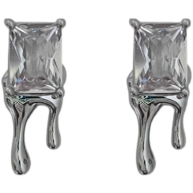XIYANIKE Sexy Lava Square Zircon Stud Earrings For Women Girl Luxury New Fashion Vintage Ear Jewelry Party Gift pendientes mujer