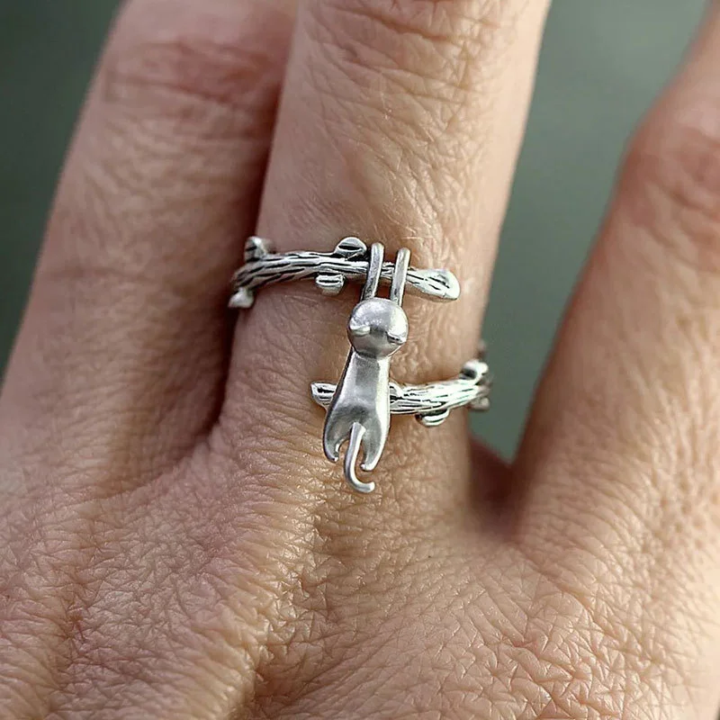 Vintage Chic Rabbit Animal Knuckle Rings for Women Charm Gothic Punk Frog Cat Octopus Opening Finger Rings Fashion Jewelry
