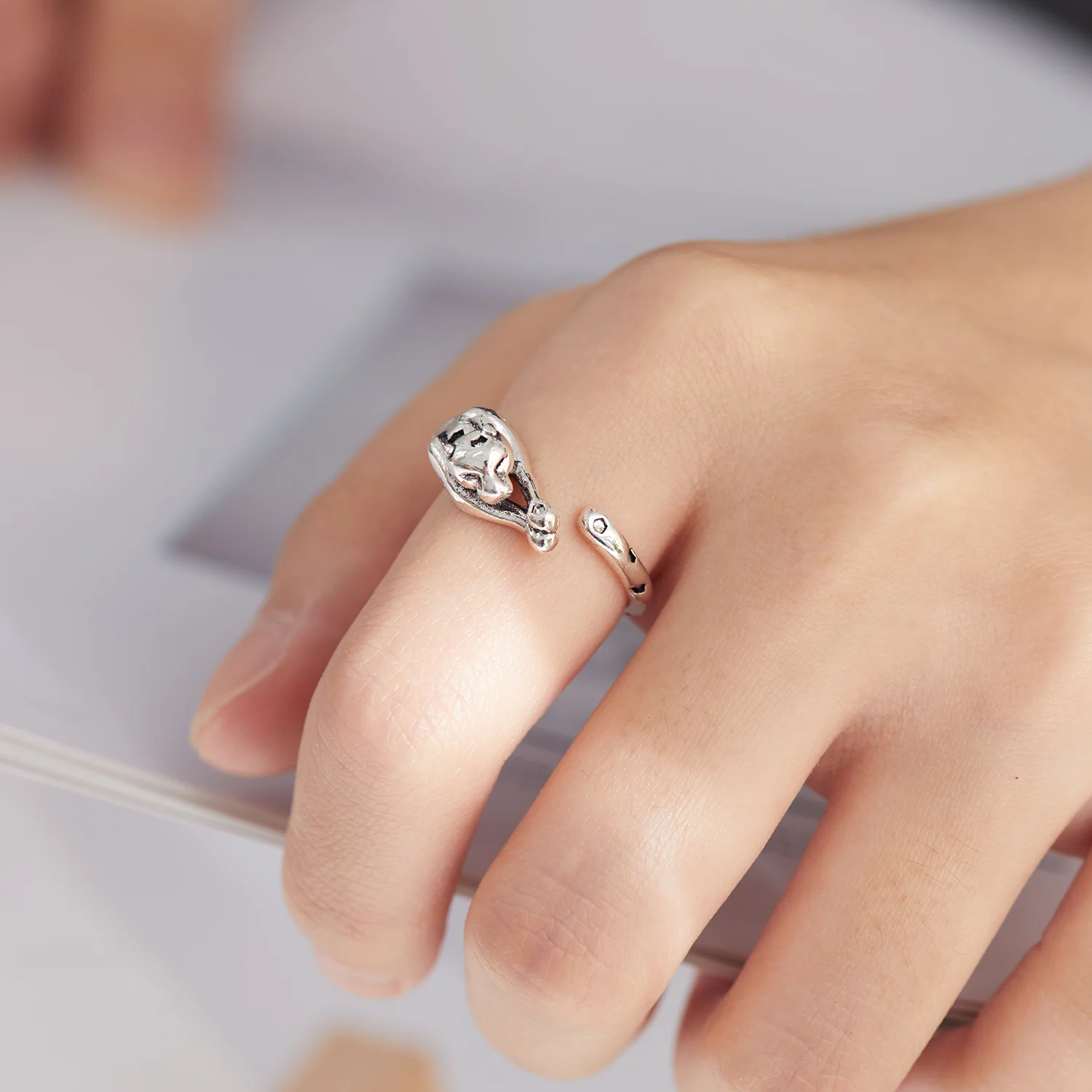 Vintage Chic Rabbit Animal Knuckle Rings for Women Charm Gothic Punk Frog Cat Octopus Opening Finger Rings Fashion Jewelry