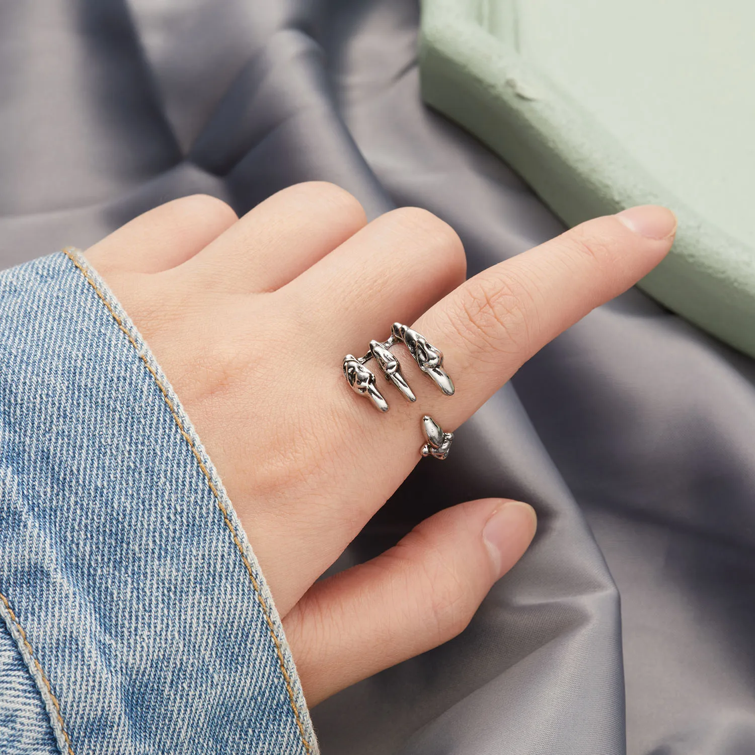 Vintage Chic Rabbit Animal Knuckle Rings for Women Charm Gothic Punk Frog Cat Octopus Opening Finger Rings Fashion Jewelry