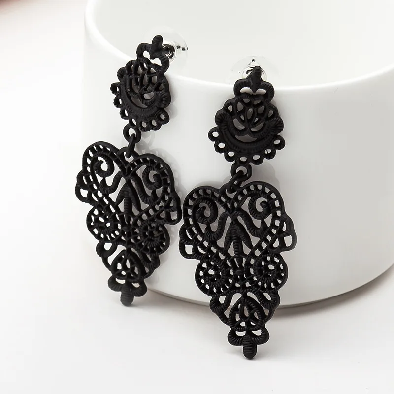 European Fashion Exaggerated Bohemian Hollow Leaves Flower Big Pendants Drop Earrings For Women Jewelry Brincos Bijoux Gift