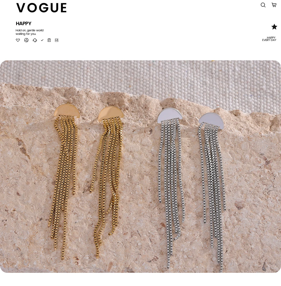 Yhpup Fashion Stainless Steel Long Tassel Drop Dangle Party Earrings Metal Rust Proof 18K Gold Color Plated Charm Jewelry Bijoux