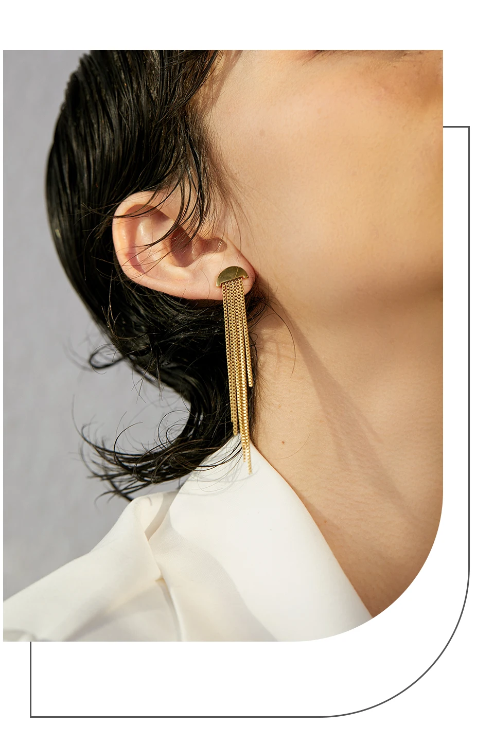 Yhpup Fashion Stainless Steel Long Tassel Drop Dangle Party Earrings Metal Rust Proof 18K Gold Color Plated Charm Jewelry Bijoux