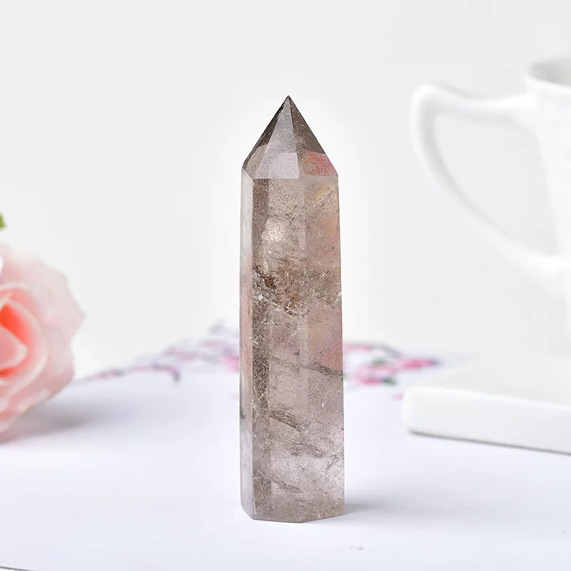 Natural Smoky Quartz Crystal Point Reiki Healing Stone Hexagonal Prisms Obelisk Wand Tower Energy Meditation DIY Gift