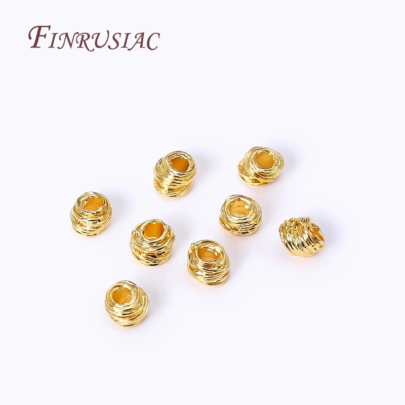 20/40/60Pcs 14K/18K Gold Plated Brass Weaving Ball Spacer Beads For DIY Bracelet Necklace Jewelry Making,Decorative Beads