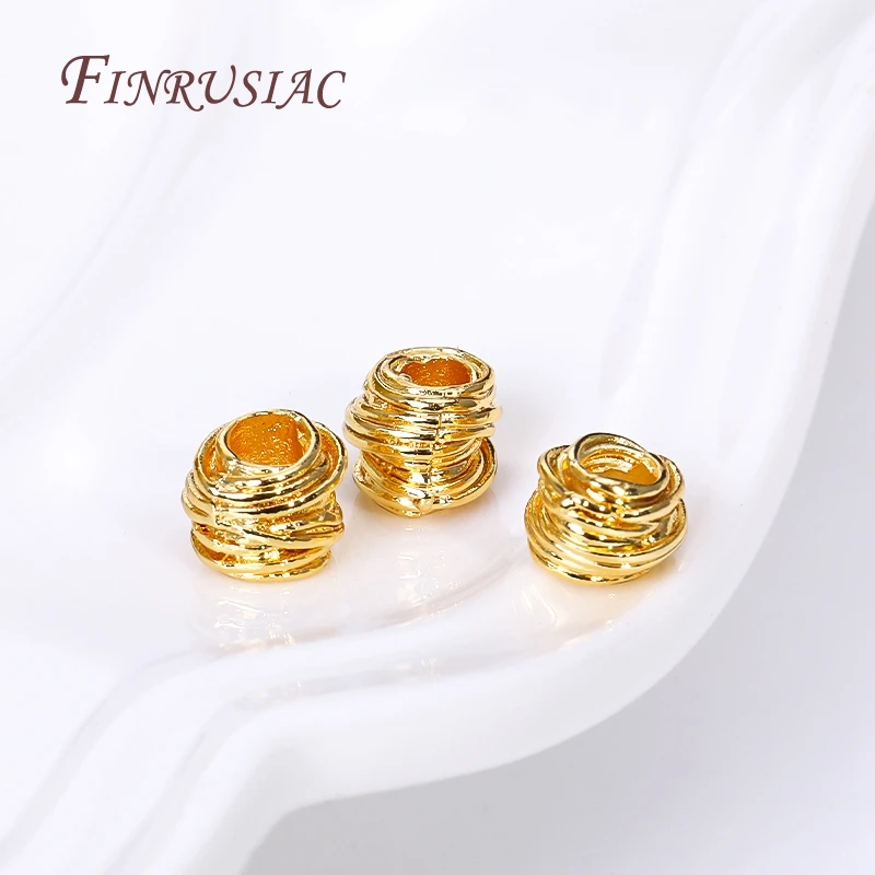 20/40/60Pcs 14K/18K Gold Plated Brass Weaving Ball Spacer Beads For DIY Bracelet Necklace Jewelry Making,Decorative Beads