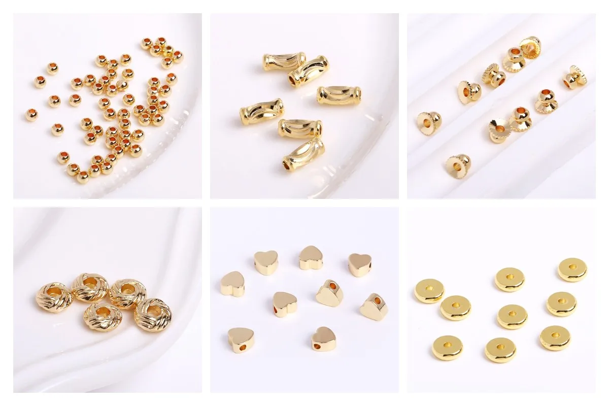 20/40/60Pcs 14K/18K Gold Plated Brass Weaving Ball Spacer Beads For DIY Bracelet Necklace Jewelry Making,Decorative Beads