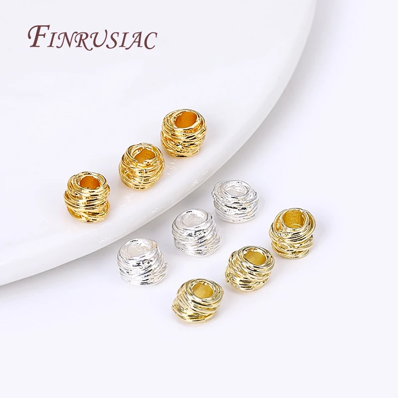 20/40/60Pcs 14K/18K Gold Plated Brass Weaving Ball Spacer Beads For DIY Bracelet Necklace Jewelry Making,Decorative Beads