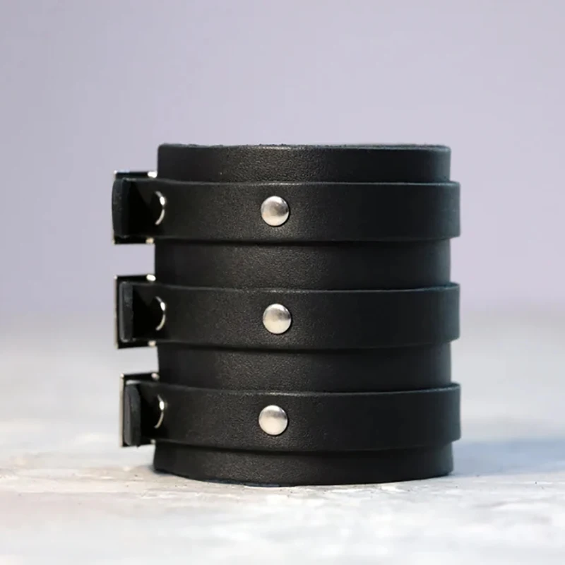 1PC Men's Fashion Versatile Bracelet Vintage Wide Strap Punk Style Multilayer Leather Wristband Simple Accessories Jewelry