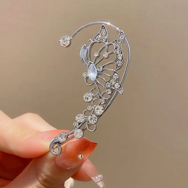Fashion Zircon Butterfly Ear Clips Sparkling Rhinestone Ear Cuff Clips Earrings Without Piercing For Women Wedding Jewelry Gifts