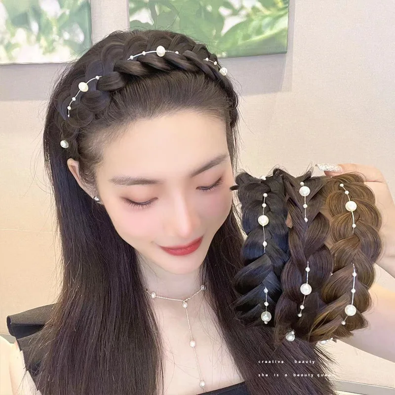 Women Synthetic Wig Twist Braided Hair Bands Fashion Braids Hair Accessories Women Bohemian Nature Headband Stretch for Party