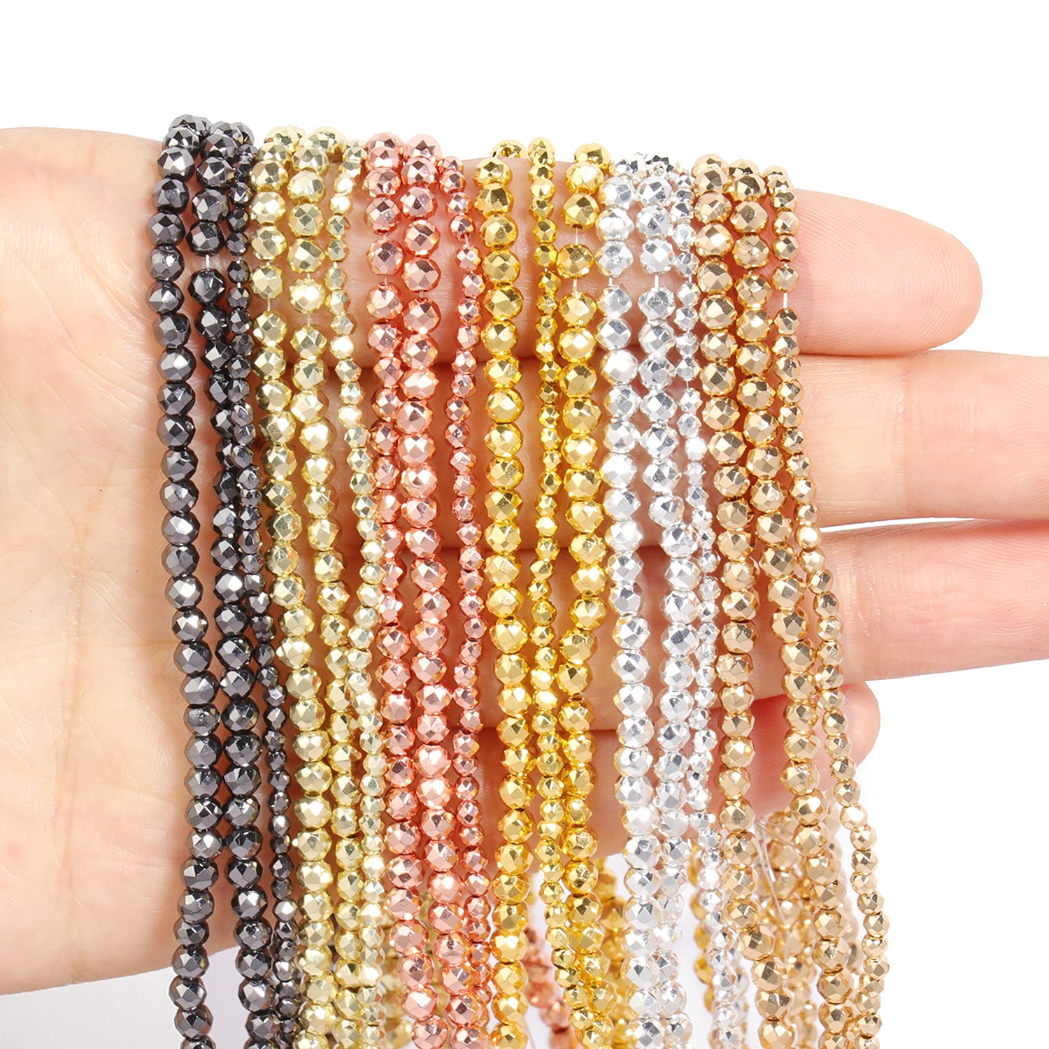 2mm 3mm Faceted Plated Gold Silver AB Color Austria Crystal Beads Tiny Loose Beads for Jewelry Making DIY Bracelets Accessories