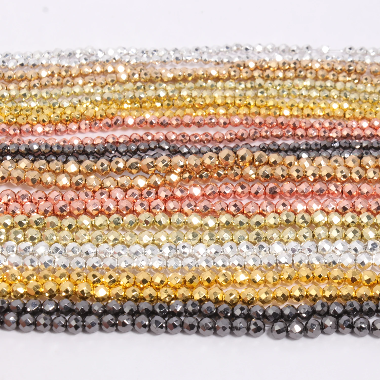 2mm 3mm Faceted Plated Gold Silver AB Color Austria Crystal Beads Tiny Loose Beads for Jewelry Making DIY Bracelets Accessories