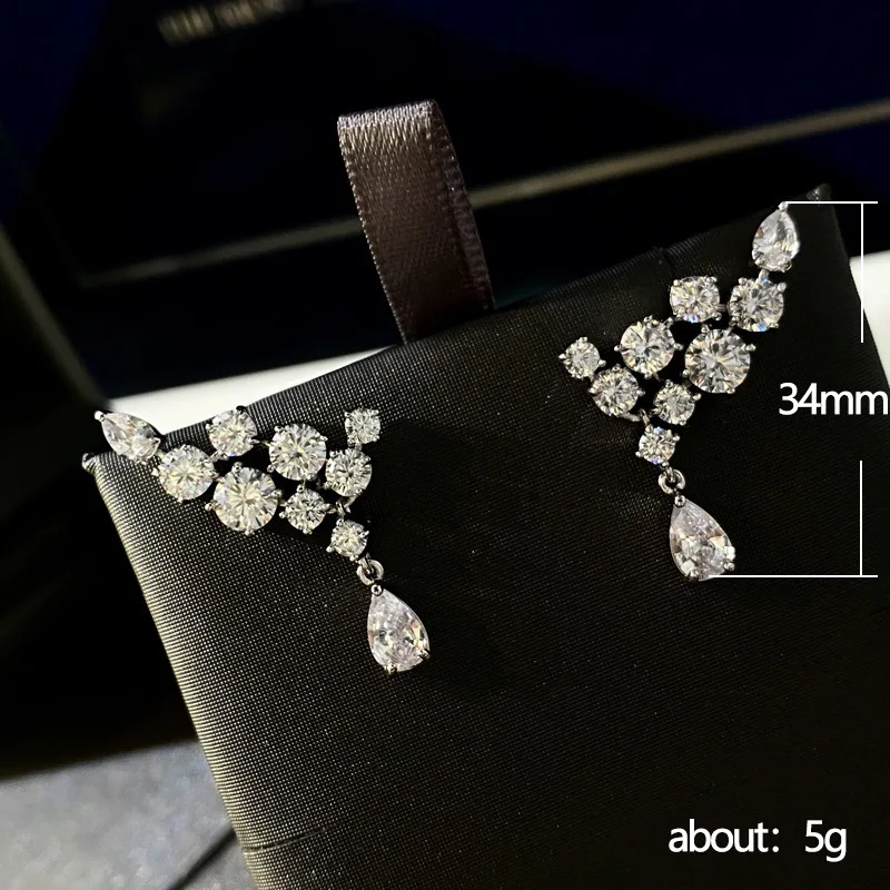 Huitan High-quality Silver Color Dangle Earrings for Women Aesthetic Wedding Accessories Lady's Party Earrings Statement Jewelry