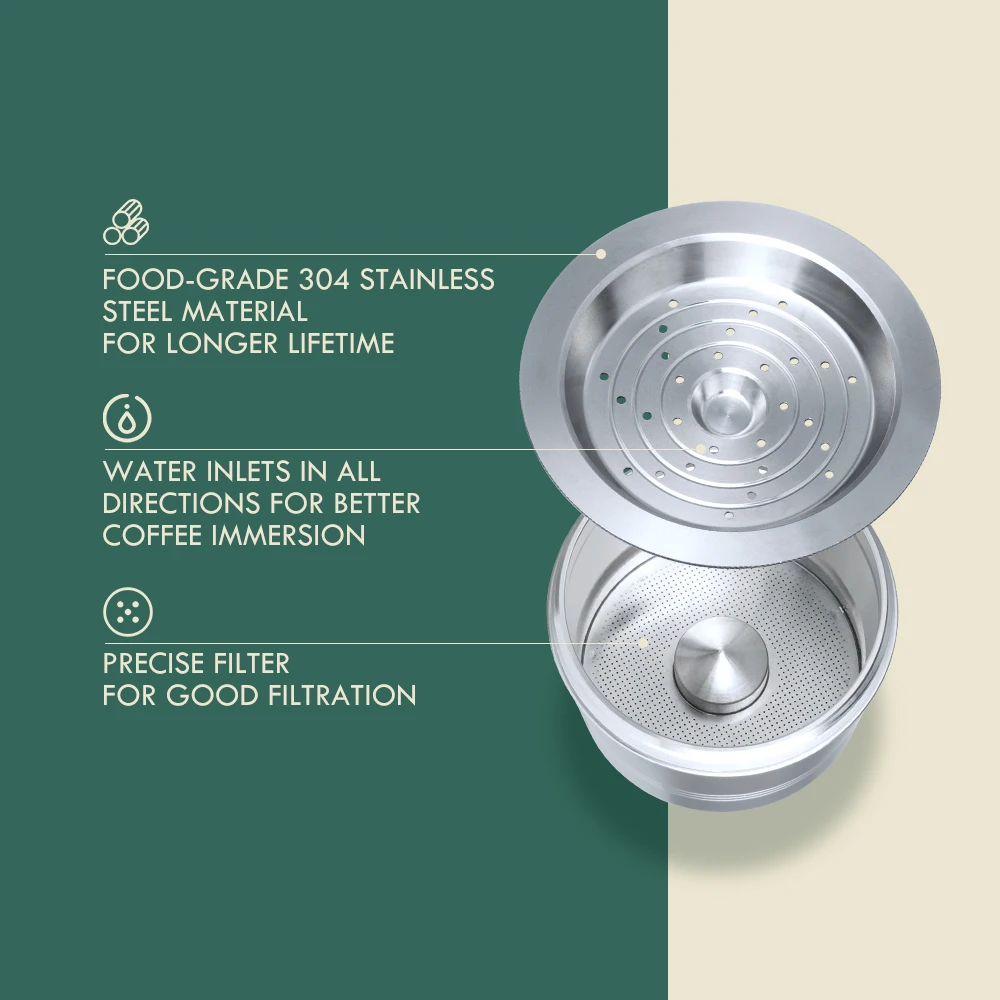 Refillable Coffee Pods For Three Heart Cafissimo K fee Caffitaly Tchibo Reusable Crema Capsule Stainless Steel Metal Filter
