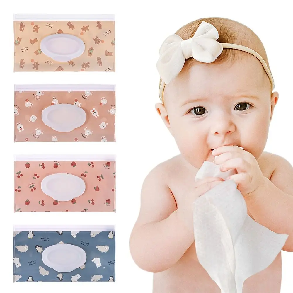 EVA Wet Wipes Bag Portable Baby Wipes Pouch Flip Cover Snap-Strap Holder Case Refillable Useful Tissue Box Stroller Accessories