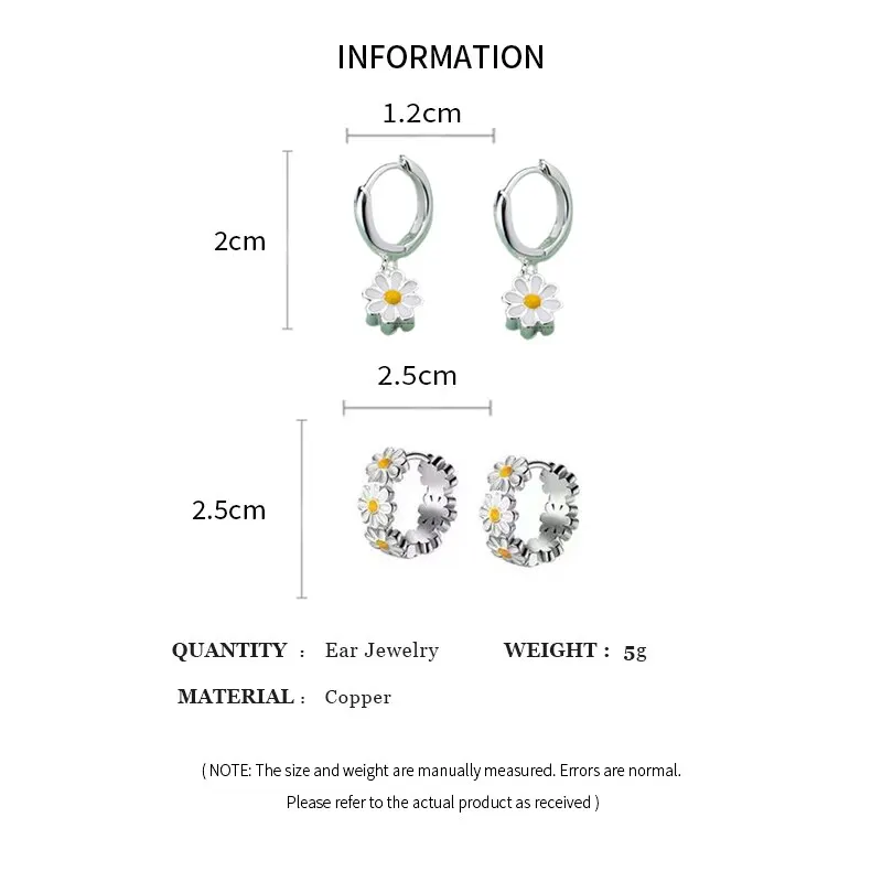 Sweet Daisy Flower Hoop Earrings For Women 2023 New Fashion Round Earrings For Wedding Party Korean Temperament Ear Jewelry A-