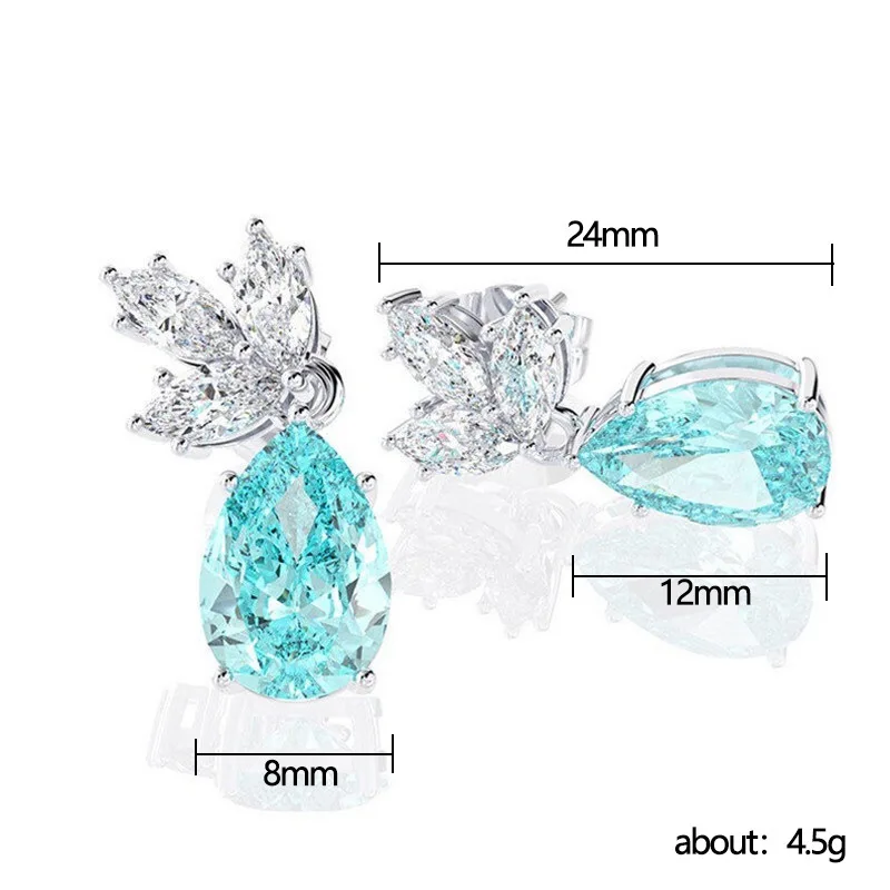 Huitan New Fashion Elegant Drop Earrings for Women Aesthetic Light Blue CZ Ear Accessories High Quality Female Earrings Jewelry
