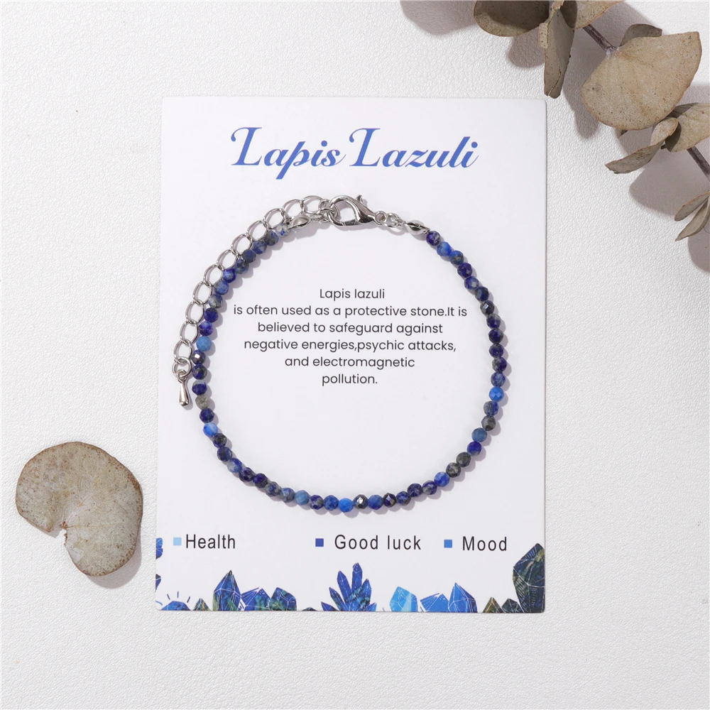 Natural Stone 3mm Faceted Beads Bracelet Obsidian Healing Energy Yoga Bracelet for Women Men Bracelet Adjustable Jewelry Gifts