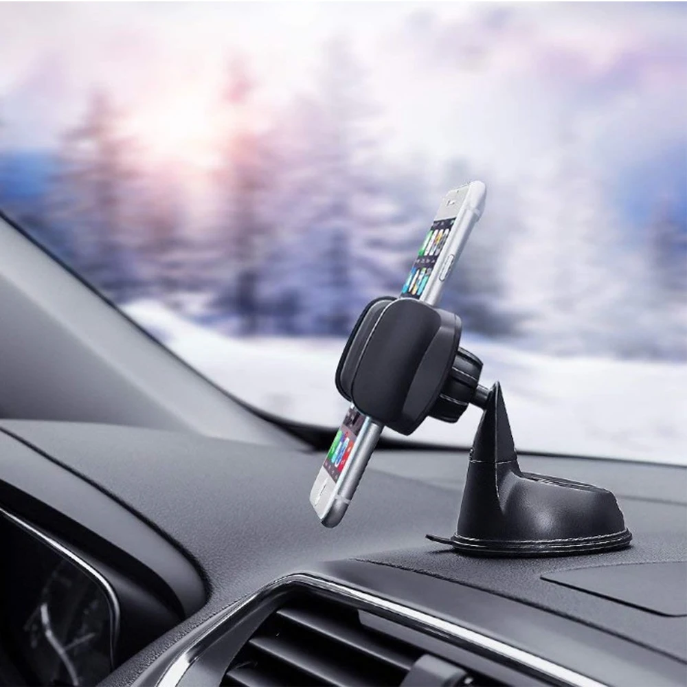 Car Suction Cup Phone Holder 360° Rotation Universal Dashboard Windshield Phone Mount for iPhone Samsung Android Smartphone GPS
