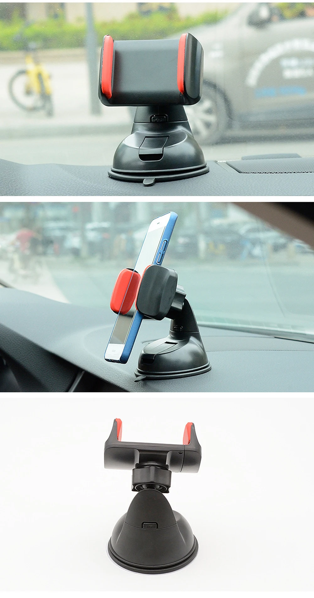 Car Suction Cup Phone Holder 360° Rotation Universal Dashboard Windshield Phone Mount for iPhone Samsung Android Smartphone GPS