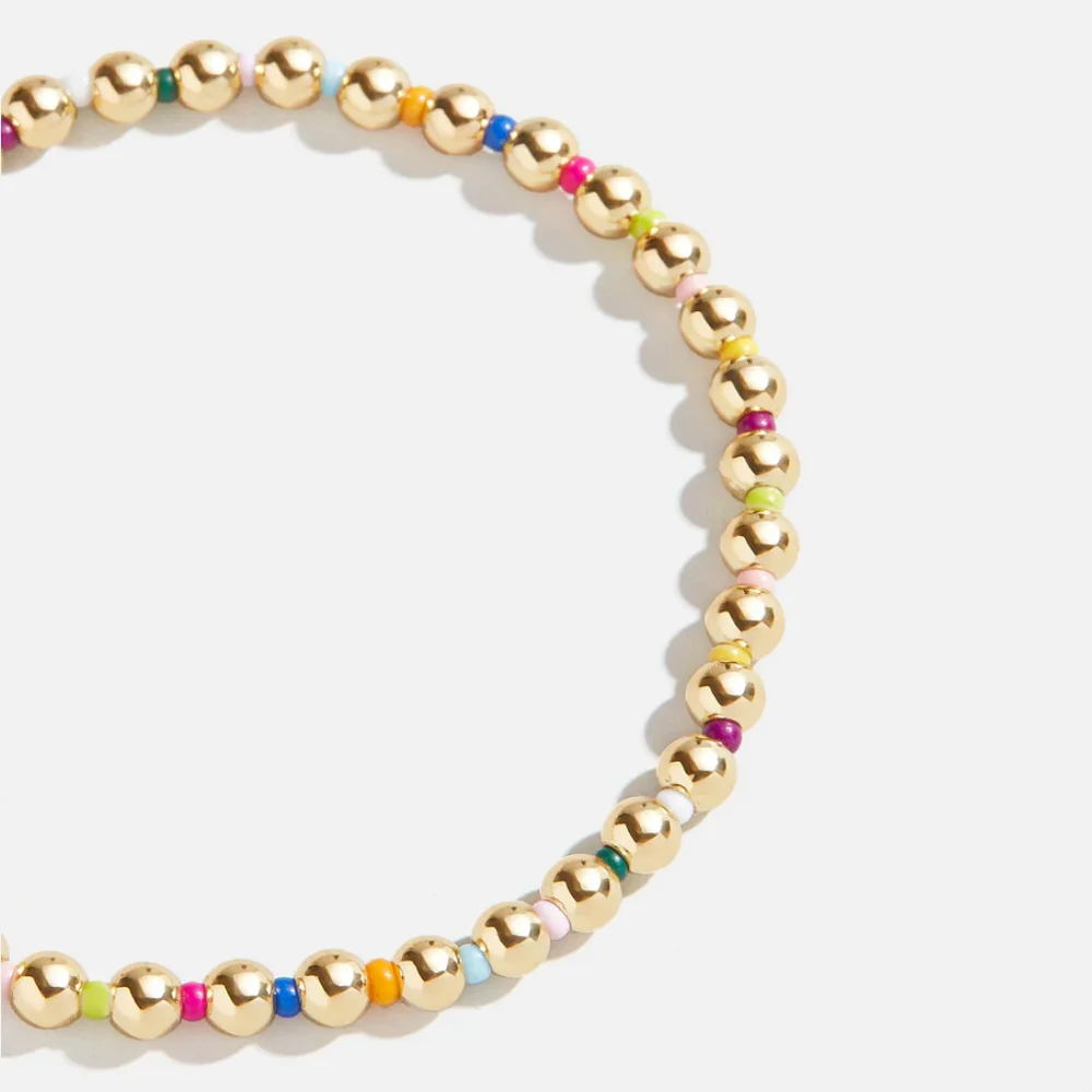 KKBEAD Unfade 3mm Gold Color Beads Bracelet Boho Colorful Jewelry for Women Girl Gift Stretch Bracelets Pulseras Femme