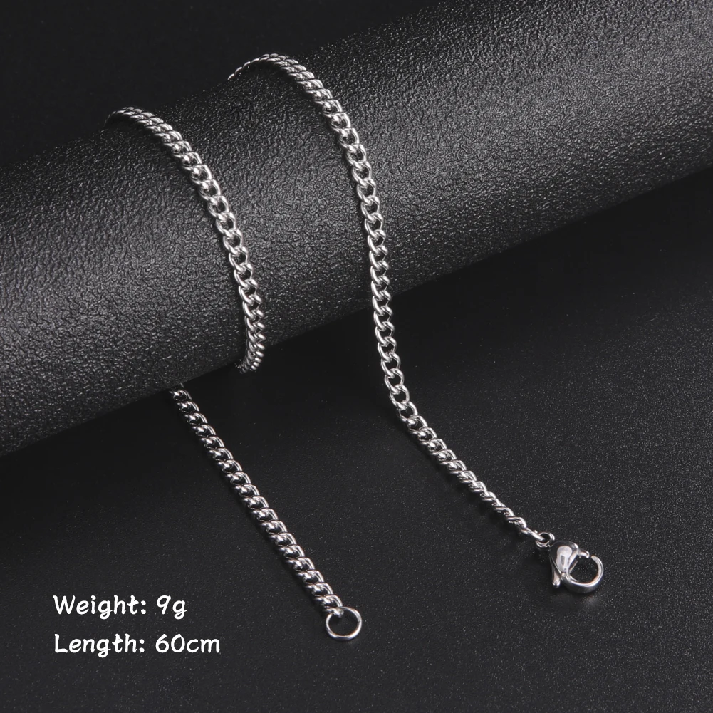 Skyrim Fashion 60cm Long Box Chain Necklace Men Stainless Steel Black Gold Color Link Chains Basic Punk Jewelry Wholesale