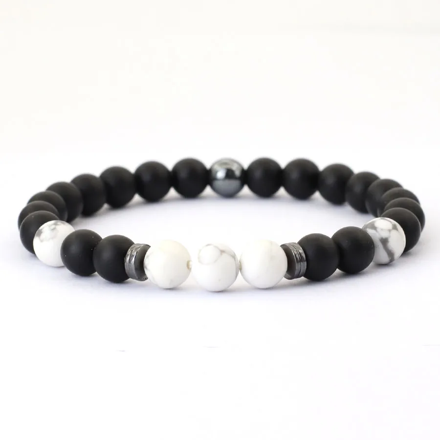 Noter Handmade Mens Bracelet 8mm Onyx Tiger Eyes Stone Beaded Braclet Hematite Healing Braslet Cadeau Homme Leisure Accessories