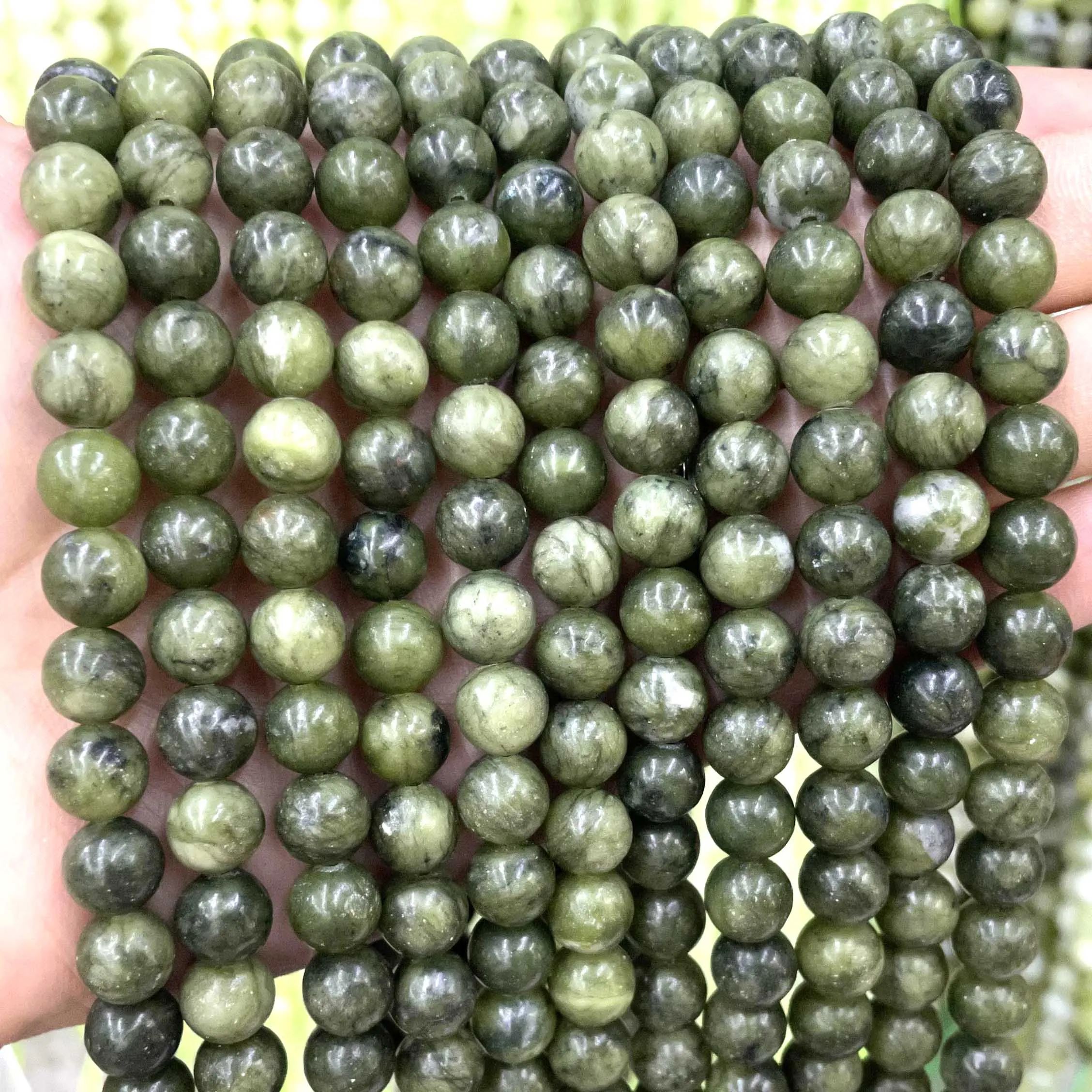 4 6 8 10 MM Natural Green Jades Stone Round Loose Spacer Beads For Jewelry Making DIY Bracelet Necklace Accessories