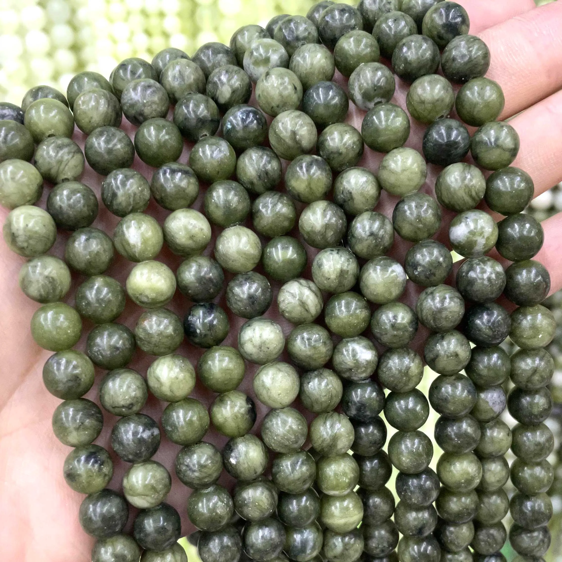 4 6 8 10 MM Natural Green Jades Stone Round Loose Spacer Beads For Jewelry Making DIY Bracelet Necklace Accessories