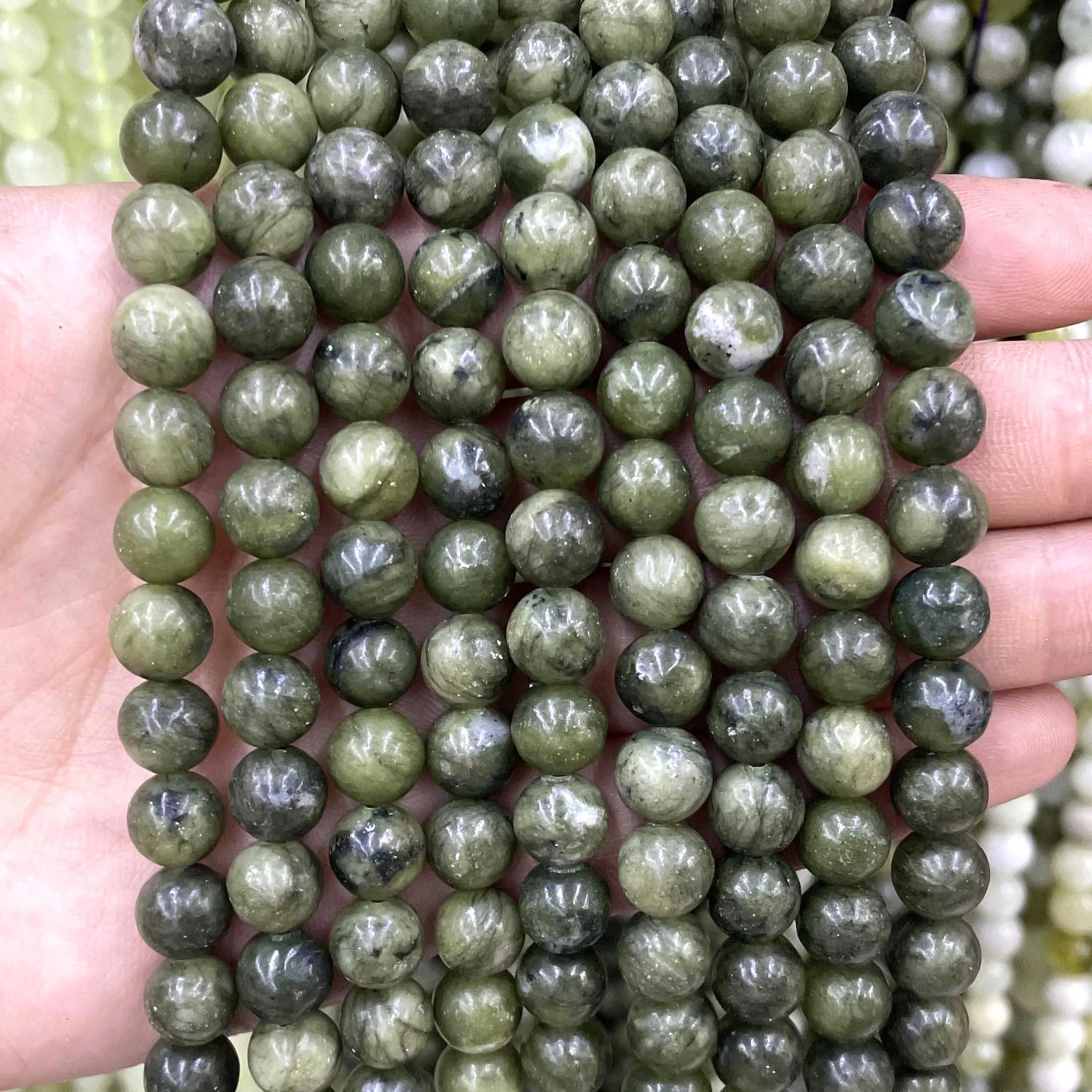 4 6 8 10 MM Natural Green Jades Stone Round Loose Spacer Beads For Jewelry Making DIY Bracelet Necklace Accessories