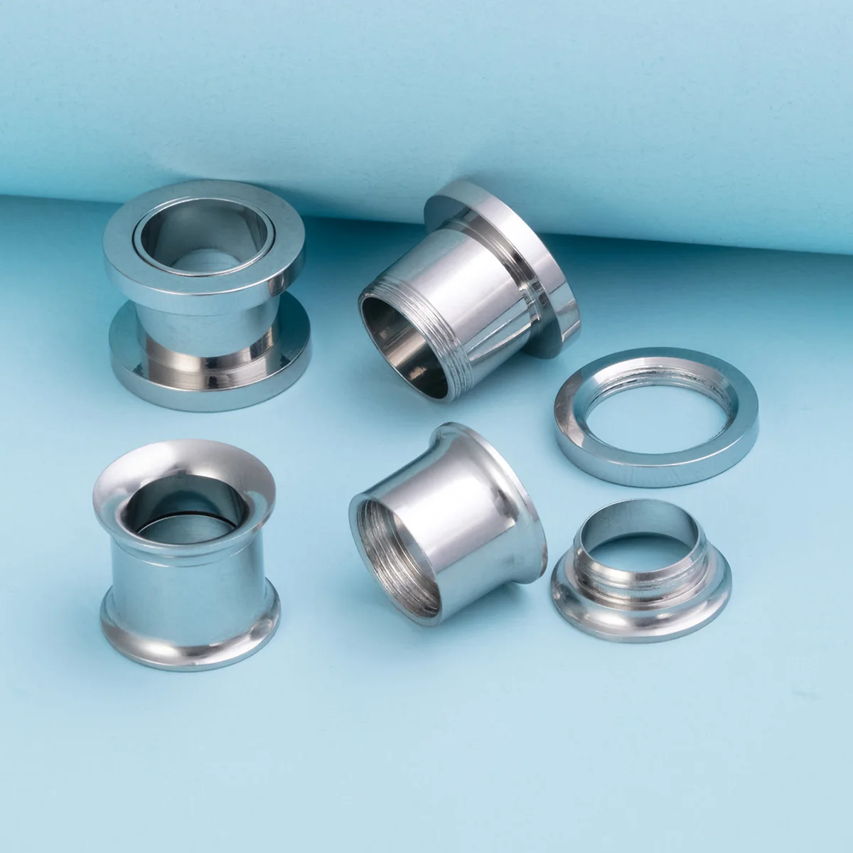 2pcs Surgical Steel Screw Fit Ear Gauges Tunnel Expander Body Piercing Double Flare Plugs Stretching Earrings for Unisex 3-25mm