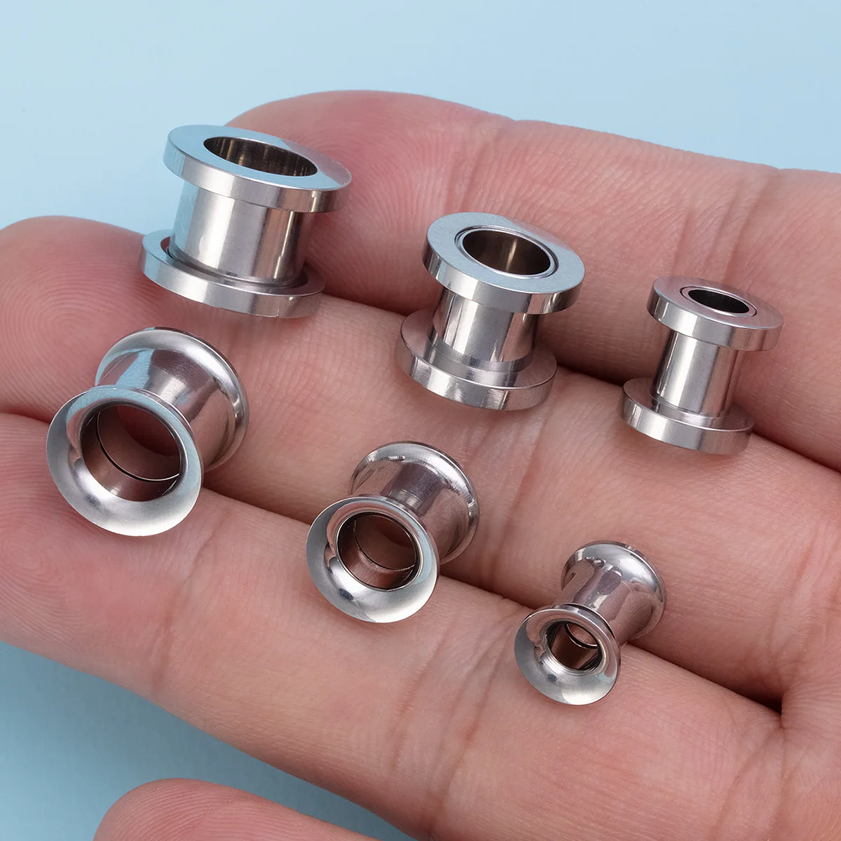 2pcs Surgical Steel Screw Fit Ear Gauges Tunnel Expander Body Piercing Double Flare Plugs Stretching Earrings for Unisex 3-25mm