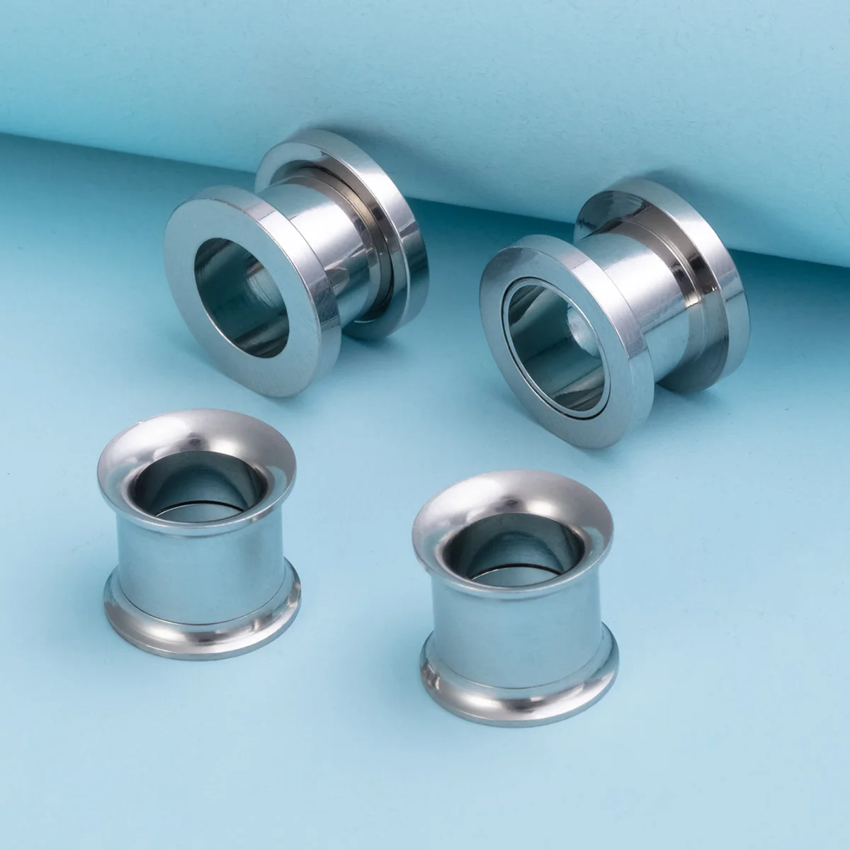 2pcs Surgical Steel Screw Fit Ear Gauges Tunnel Expander Body Piercing Double Flare Plugs Stretching Earrings for Unisex 3-25mm