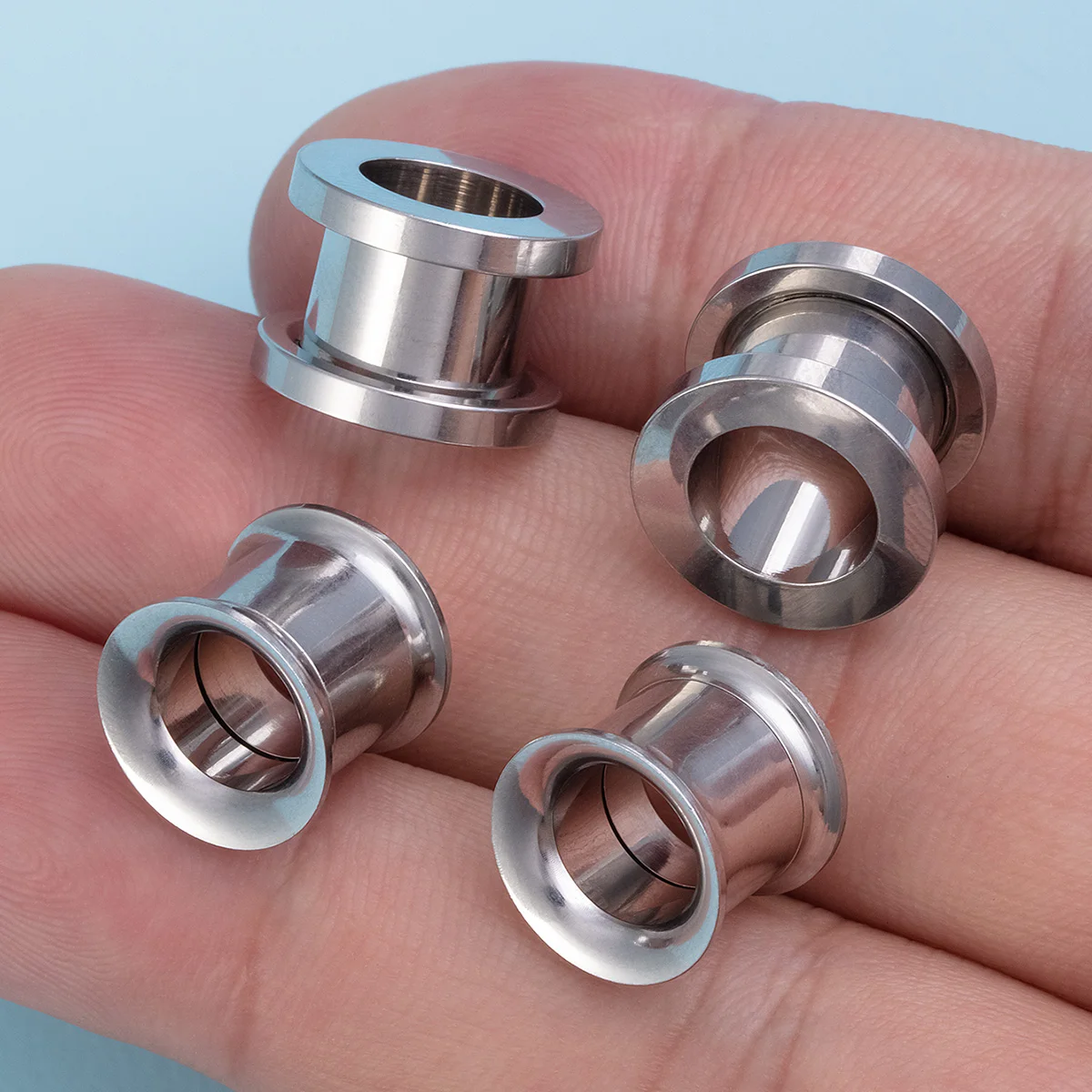 2pcs Surgical Steel Screw Fit Ear Gauges Tunnel Expander Body Piercing Double Flare Plugs Stretching Earrings for Unisex 3-25mm