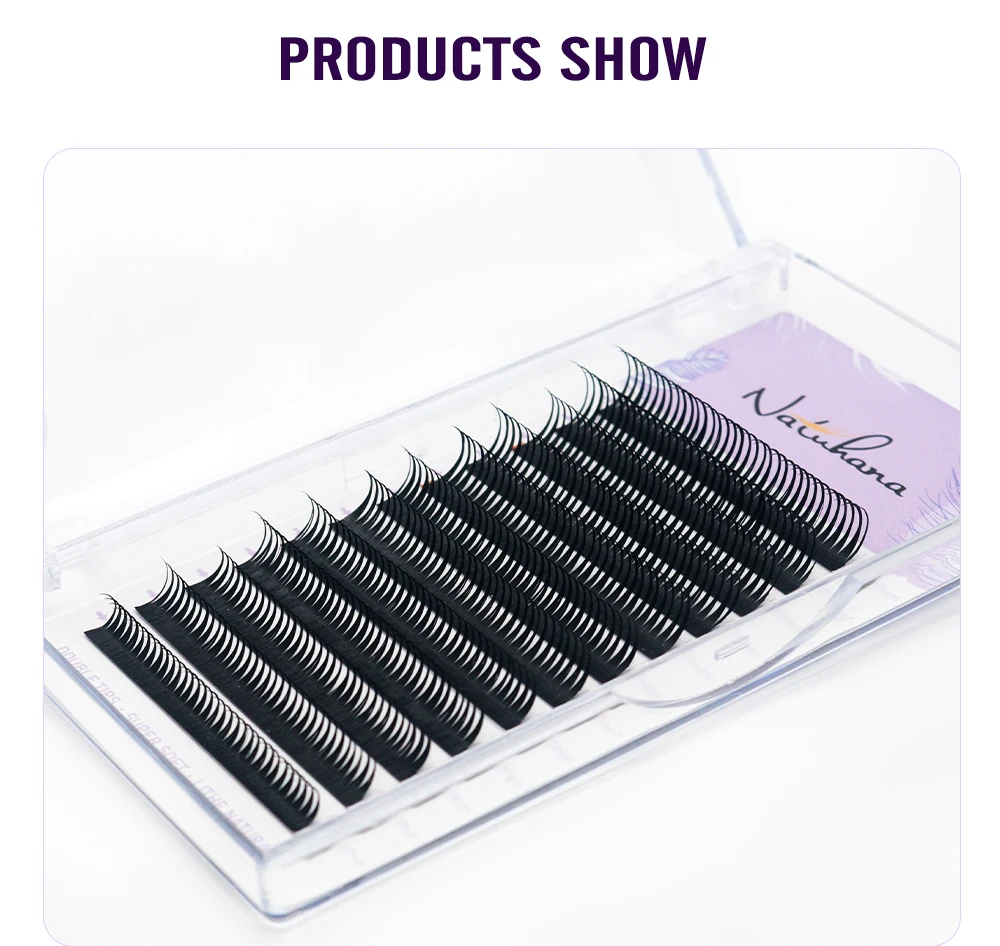 NATUHANA New 0.07mm Wet Eyelash Extension Manga Wispy Cosplay Type Spikes Lashes Extensions Volume Premade Fans Lashes Supplies