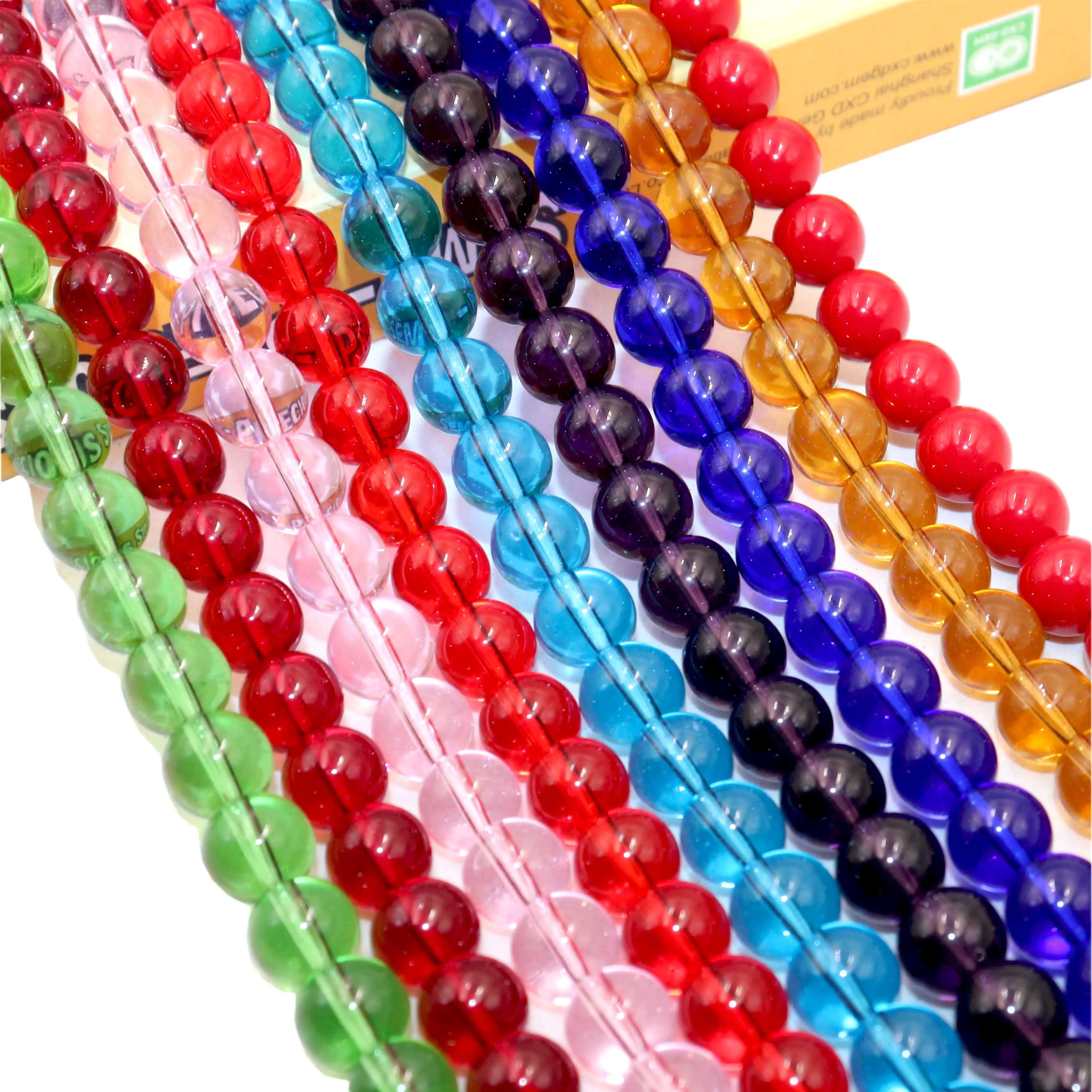 Natural Stone Colorful Garnet Red Amber Yellow Olive Green Glass Crystal Round Loose Beads For Jewelry Making DIY Bracelet