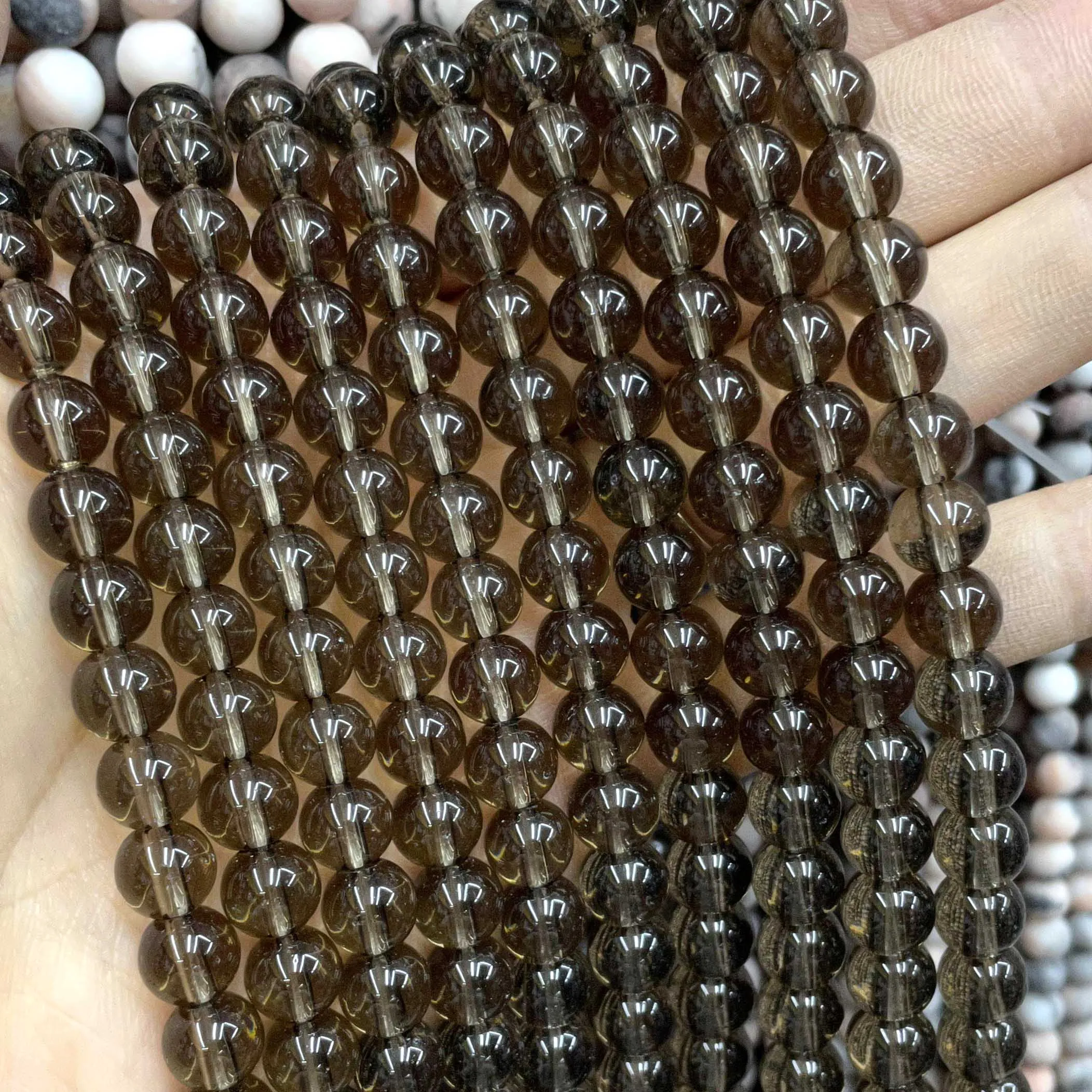 Natural Stone Colorful Garnet Red Amber Yellow Olive Green Glass Crystal Round Loose Beads For Jewelry Making DIY Bracelet
