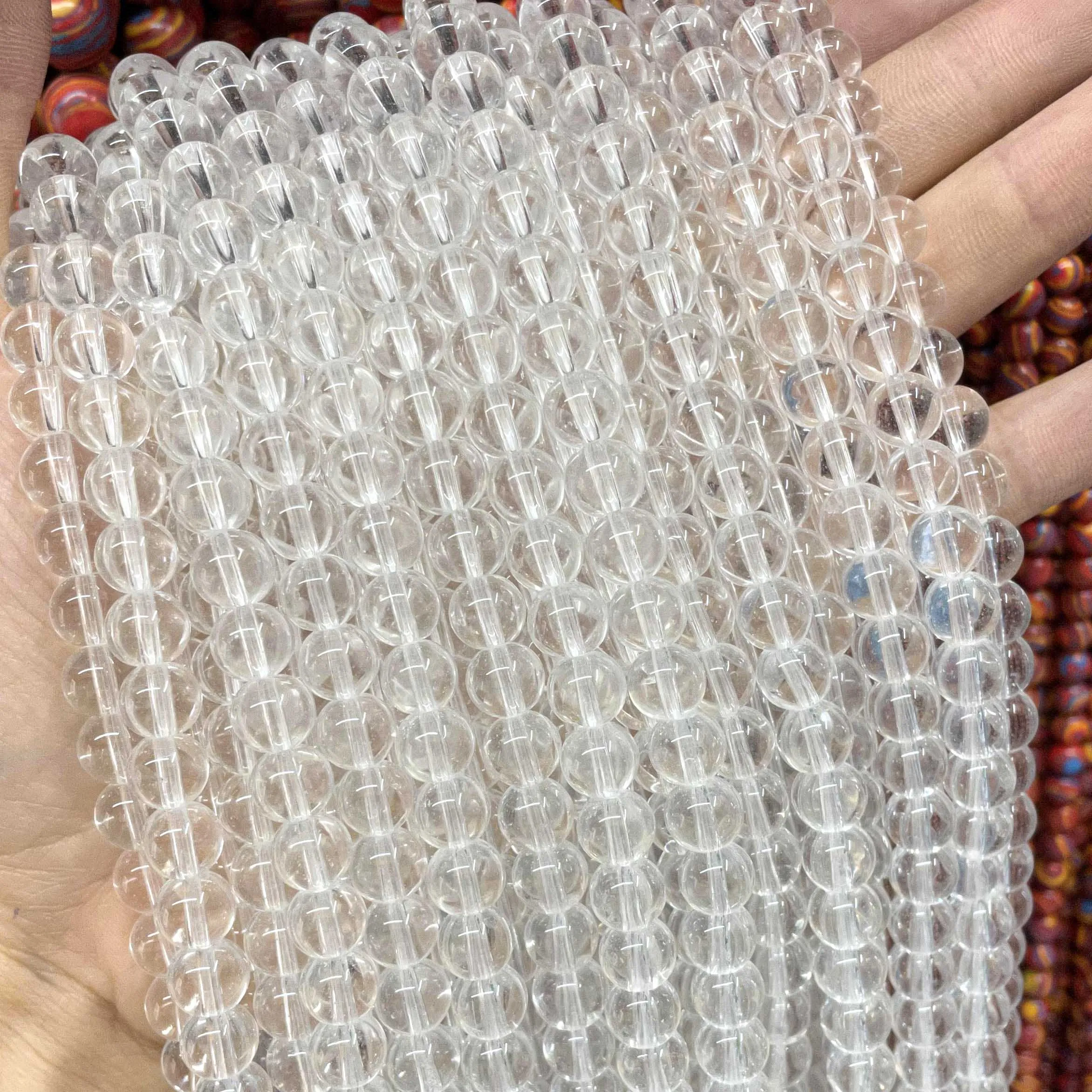 Natural Stone Colorful Garnet Red Amber Yellow Olive Green Glass Crystal Round Loose Beads For Jewelry Making DIY Bracelet
