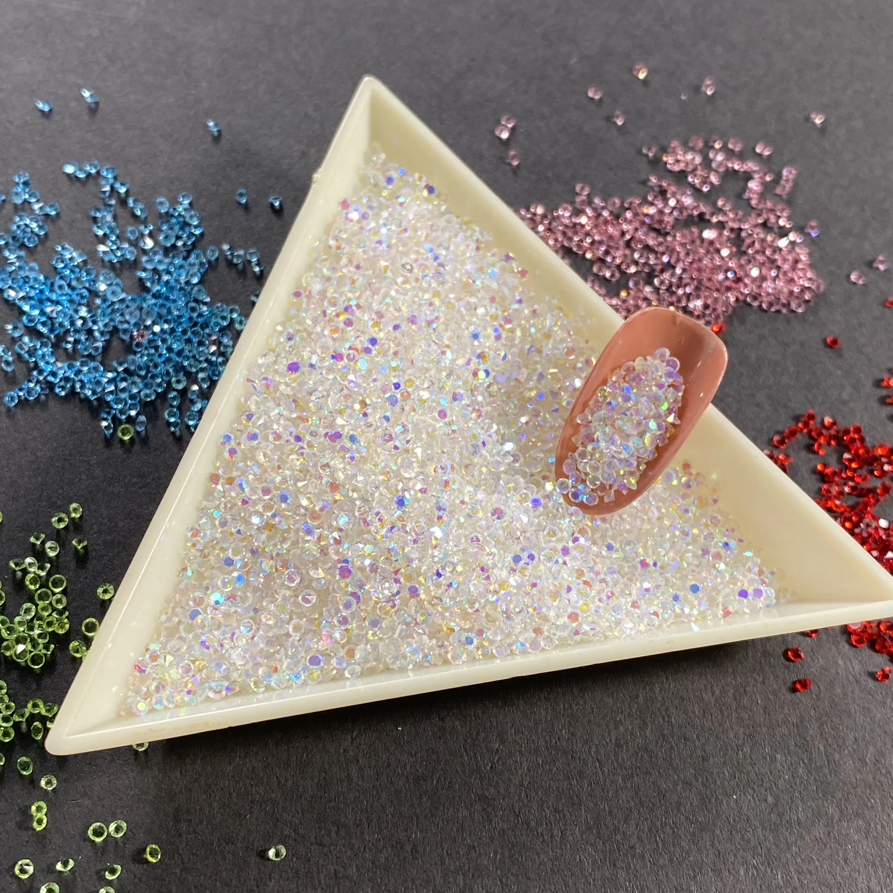 1440pcs Shiny Crystal AB Mini Pixie Nail Rhinestones Glitter 3D Micro Diamonds for Nails Art DIY Accessories