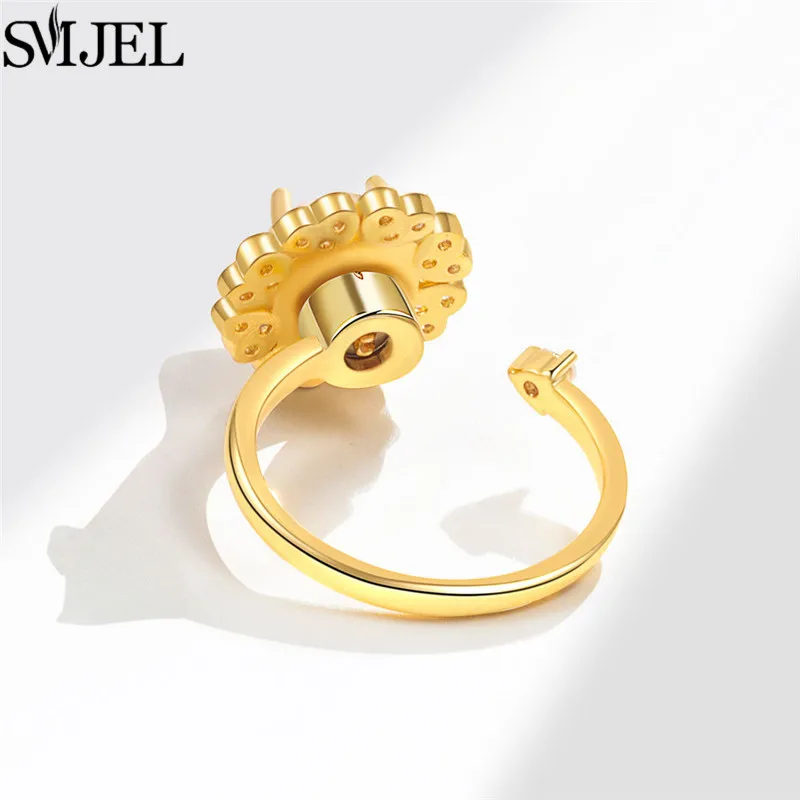 SMJEL Fashion Cherry Blossom Anxiety Ring Fidget Spinner Rings for Women Cute Cat Bee Bunny Butterfly Rotating Ring Wedding Gift