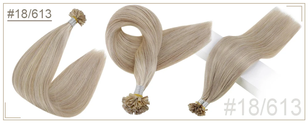 Full Shine U Tip Hair Extensions Fusion Hair Balayage Color 40-50g Keratin Glue Beads Prebonded Remy Human Hair Extensions