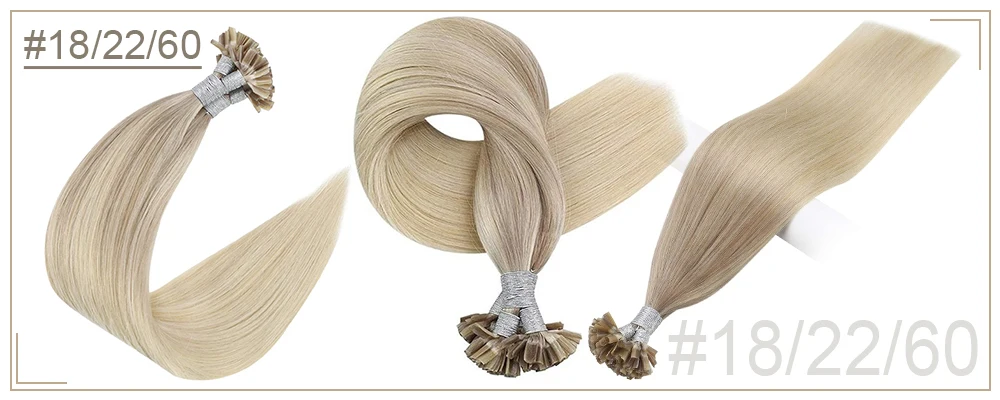 Full Shine U Tip Hair Extensions Fusion Hair Balayage Color 40-50g Keratin Glue Beads Prebonded Remy Human Hair Extensions