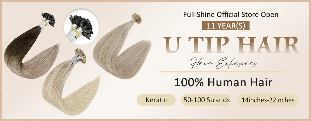 Full Shine U Tip Hair Extensions Fusion Hair Balayage Color 40-50g Keratin Glue Beads Prebonded Remy Human Hair Extensions
