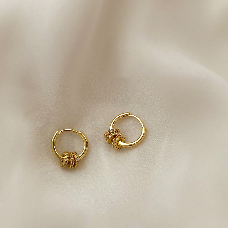 Classic Gold Color Stainless Steel Geometric Circle Hoop Earrings for Women Charm Zircon Korean Jewelry Party Accessories Gift