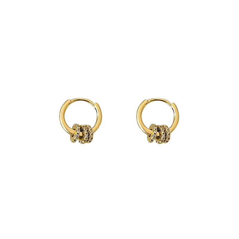 Classic Gold Color Stainless Steel Geometric Circle Hoop Earrings for Women Charm Zircon Korean Jewelry Party Accessories Gift