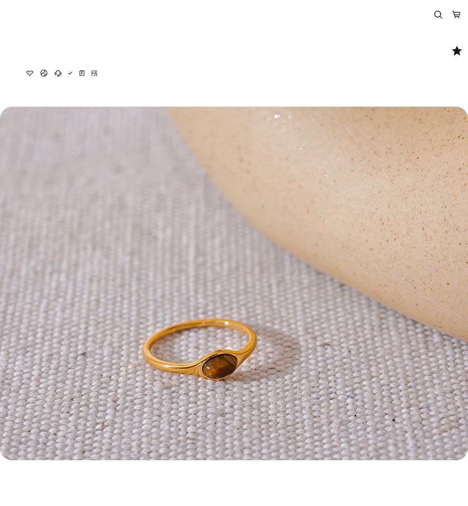 Yhpup Chic Natural Stone Stainless Steel Fashion Ring Minimalist Gold Color Waterproof France Jewelry Women Accessories Gift