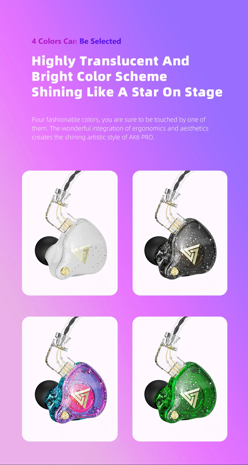 QKZ AK6/AERS/AK6 PRO Wired Headphones Dual Drive HiFi Earphone with Mic 3.5mm Sport Running Music Earbuds Bass Stereo Headset