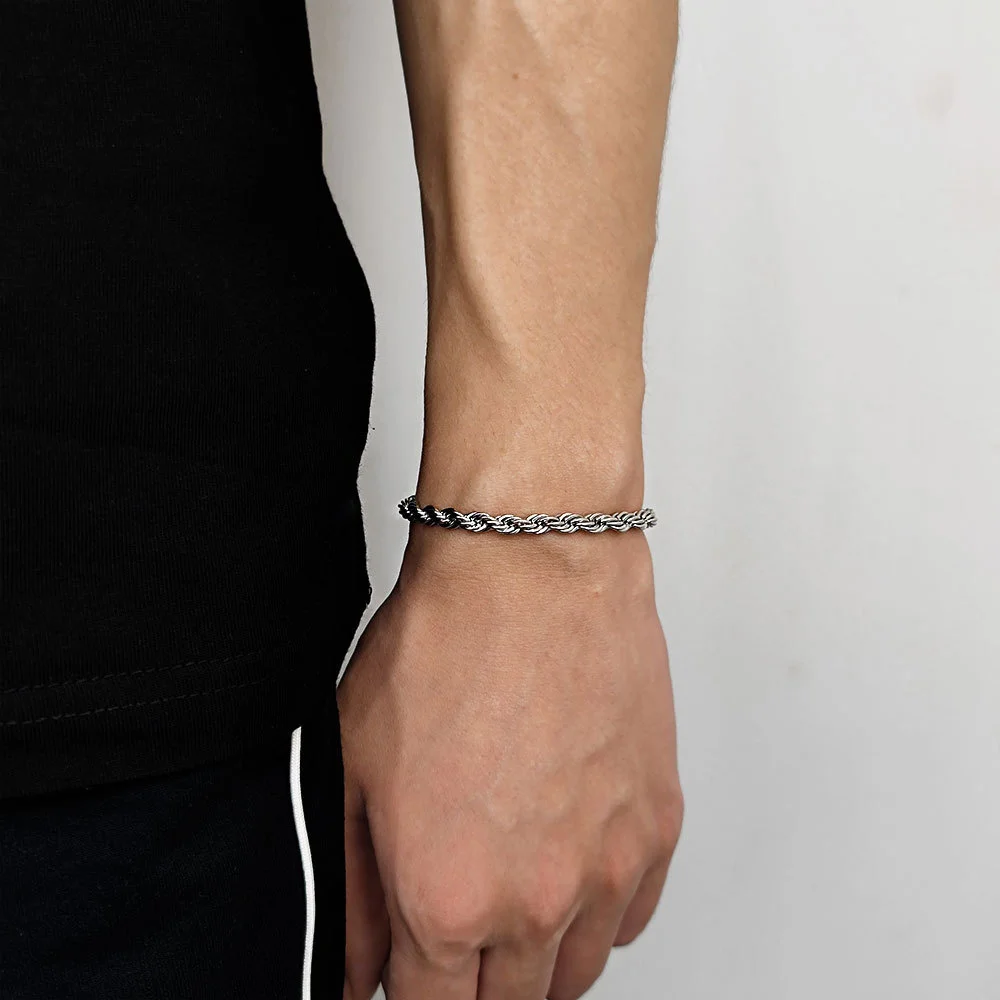 Hip Hop Stainless Steel Twist Chain Men Bracelet Retro Gold Color Fashion Bracelet For Women Trendy Jewelry Accessories